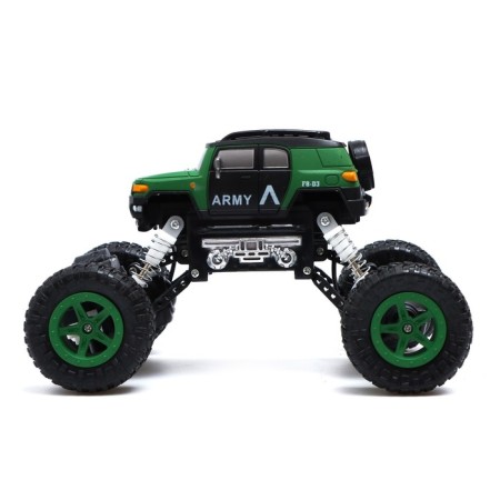 The radio -controlled “Army” jeep works on the battery, the color is green-1