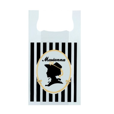 T -shirt package, polyethylene "Marianne", white, 29 x 55 cm, 10 μm