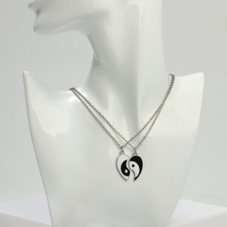 Kulons on the detonated card "Demetrons" heart yin-yang, black and white color in silver, 45 cm-4
