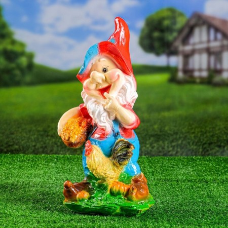 Garden figure "Dwarf with a rooster" 15x20x42 cm-6