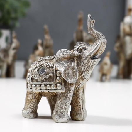 Souvenir Polystone "Elephants Silver Popon" set 7 pcs h = 12; 10.5; 9.5; 8; 7; 6; 5 cm-3