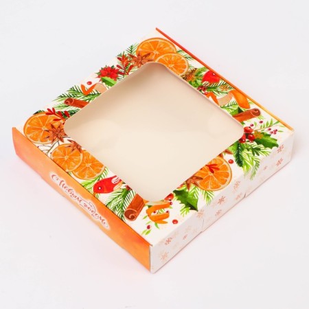 Gift box team with the window "Happy New Year!", 13 x 13 x 3 cm-2