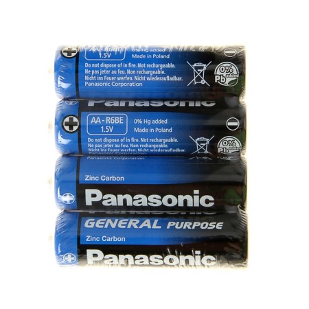 Salt battery Panasonic General Purpose, AA, R6-4S, 1.5V, Spike, 4 pcs.