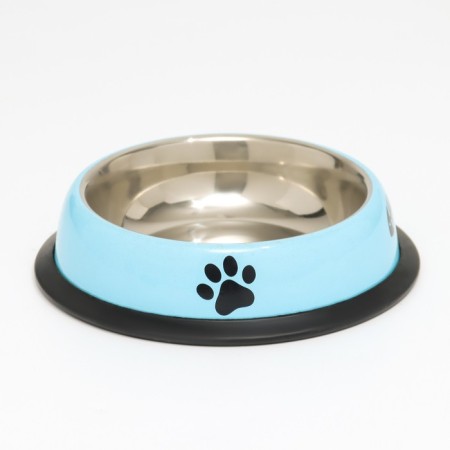 A bowl with a non -slip base with a print, 225 ml, blue