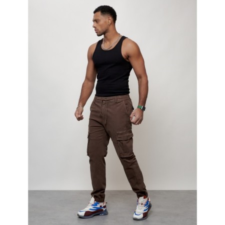 Cargo jeans men, size 50-52, brown color-1
