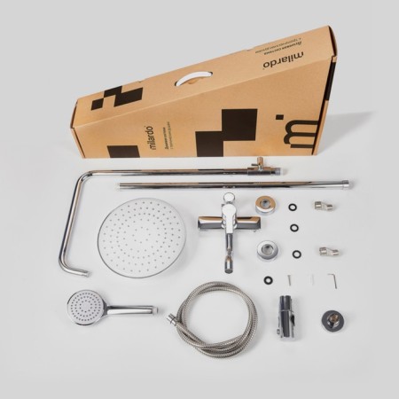 The shower system Milardo Stripe Stersb1fm06, tropical shower, shower set, brass, chrome-6