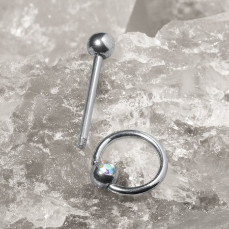 Piercing in the navel “Ring”, l = 3.4 mm, d = 1 mm, rainbow color in silver-2