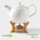 Porcelain teapot with heating on the bamboo stand Bellatenero “Strips”, 850 ml, white color