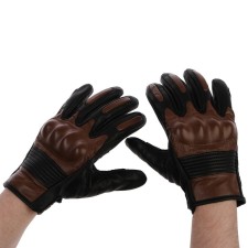 Motorcycle gloves with protective inserts, leather, size L, brown