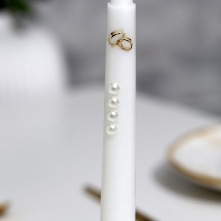 A set of wedding suppositories with beads "Wedding rings", white, handmade, mix-2