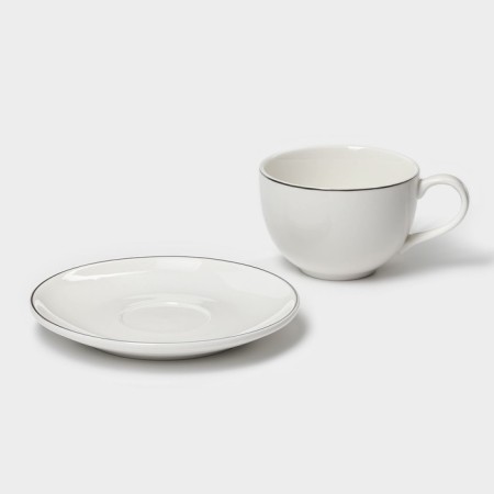 Tea steam porcelain Magistro la Perle, 2 items: a cup 230 ml, a saucer d = 15 cm, white color-3