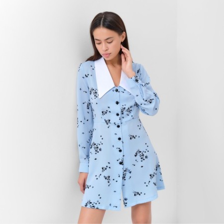 Women's dress with collar Mist p. 48, blue