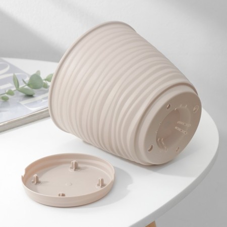 Pot for flowers with a Saffron pallet, 1.5 l, d = 14.6 cm, h = 13.5 cm, beige color-3
