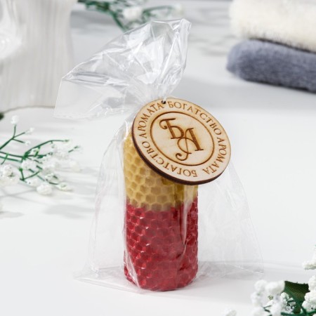 Candle from wax, honey-red, 8 cm-2