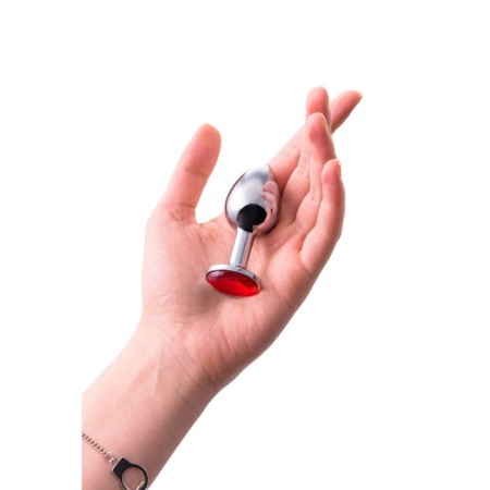 Anal plug Metal by Toyfa, silver, with a crystal, 7.5 cm, d = 3 cm-4