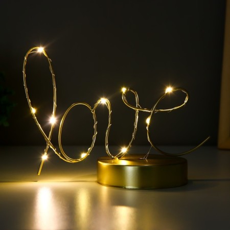 Nightlight "Love" LED from batteries 3haa gold 9.5x23x17.5 cm Risalux-2