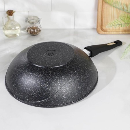 Granite Star pan, d = 28 cm, removable handle, anti -stick coating, black color-2