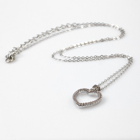Pendant "Give Happiness" Zircon, Heart, white in silver, 45 cm-2