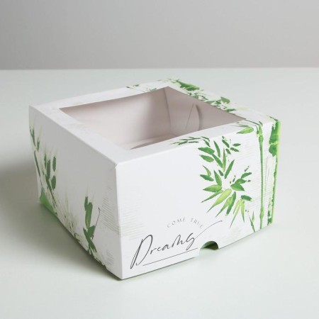 Capcake box, confectionery packaging, 4 cells "Dreams Come True", 16 x 16 x 10 cm