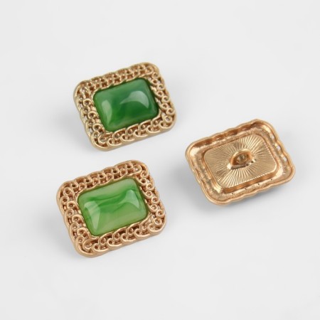 A set of metal buttons on the leg, 18 × 21mm, 3 pcs, green/gold color-1