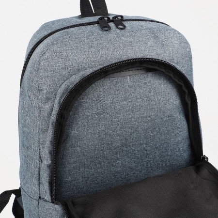 A backpack with a zipper, "saxi", outer pocket, gray color-6