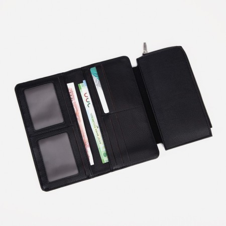 Women's wallet on the button, black color-4