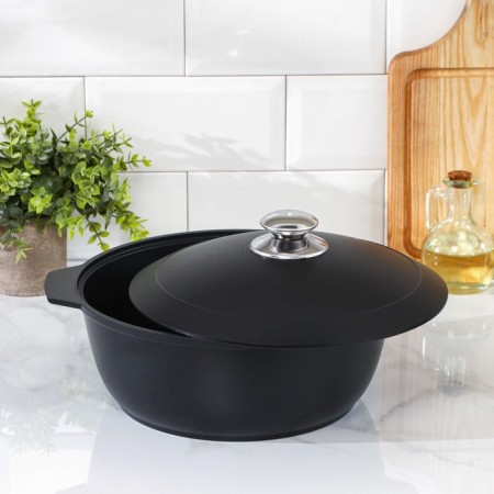 Frying "Tradition", 4 l, d = 28 cm, h = 11 cm, aluminum cover, anti -stick coating, black color-1