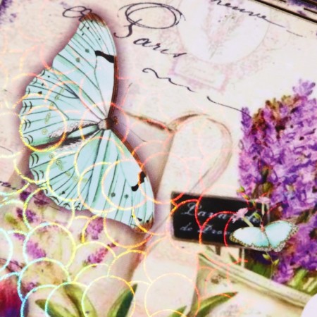 Barrier "Happy Birthday!", Butterflies and flowers, purple-6