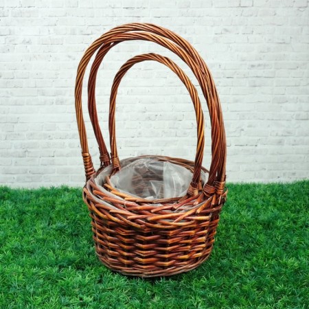 A set of baskets "Blackmarks", dark brown, 3 pcs, 28 × 14/45, 24 × 13/41, 19 × 11/37 cm, willow-2