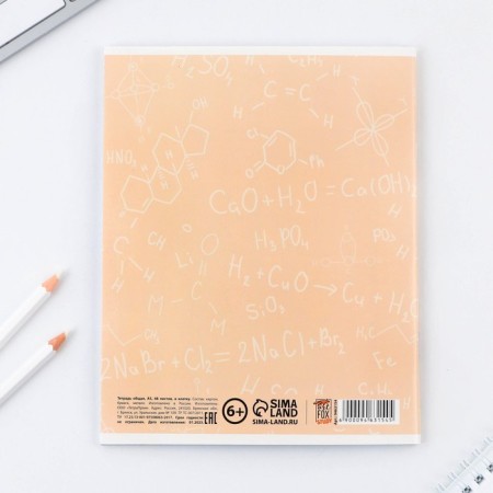 An objective note 48 sheets, A5, Cat, with reference materials “September 1: Chemistry”, cover coated cardboard 230 gr., Inner block in a cage 80 gr., Beliac 96%, block No. 1.-5