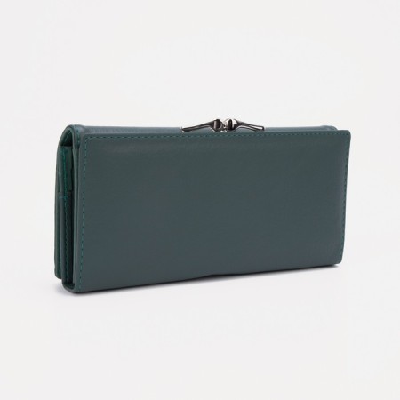 Women's wallet on magnets, green color-1