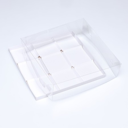 Box for mousse cakes 9 pieces 30x30x8, white-3