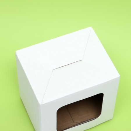 Box under a mug, with a window, white 12 x 9.5 x 12 cm-4