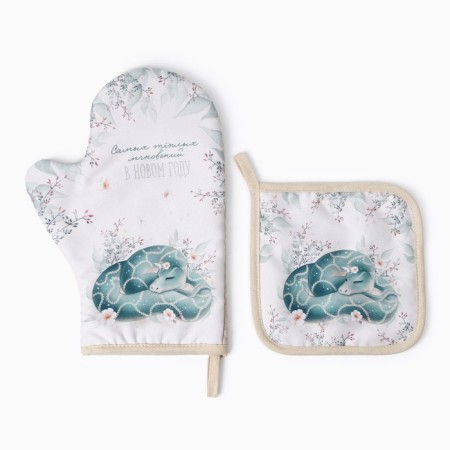 Set of kitchen. Dolyana "Warm moments": Take 17x17 cm, mittens-capture 20x28 cm, 35%HL, 1033020-3