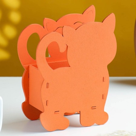 Kashpo wooden "cat" 14.5x7x18.5 cm orange-2