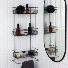 Rectangular shelf 3-long, 12.5 × 66 × 29.5 cm, black color