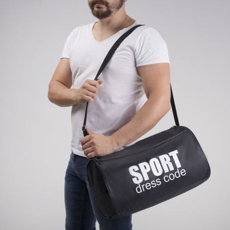 Sports bag Sport- Dress Code with zipper, external pocket, black color-7