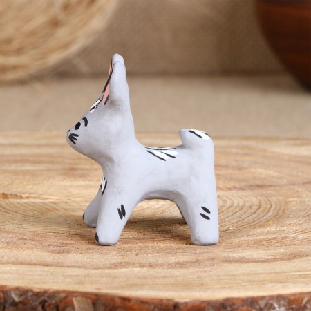 Souvenir "Bunny", white, gray, 3.5 × 4 × 5.5 cm, Kargopol toy, mix-2