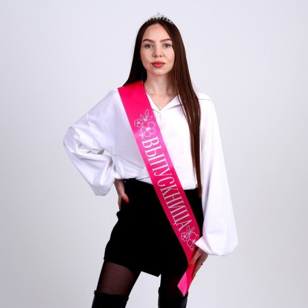 Carnival set "Princess Graduation", 2 items: ribbon rose + pin, diadem-4