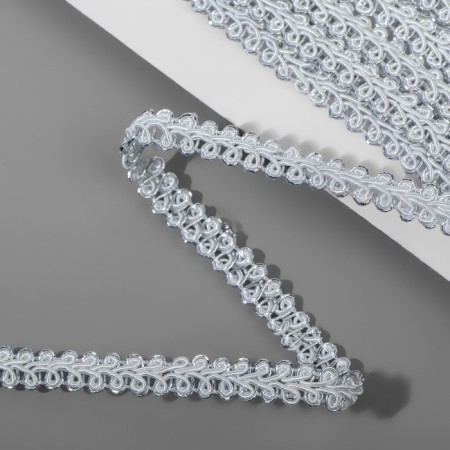 Decorative braid “Chanel”, 8 mm, 10 ± 1 m, white/silver color-1