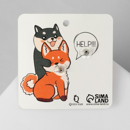 Earrings Plastic "Abstraction" Fox and Cat, Color-3