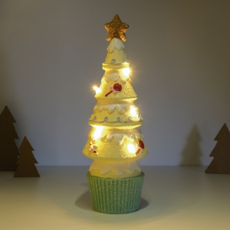Souvenir Ceramics Light "Gingerbread Christmas tree" light yellow 10x10x31 cm-1