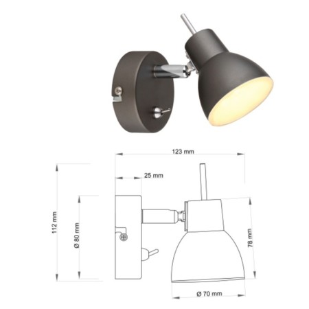 The lamp wall-flowing spot Renata GR LED 1x 4 W 3200K rotary with a switch-2