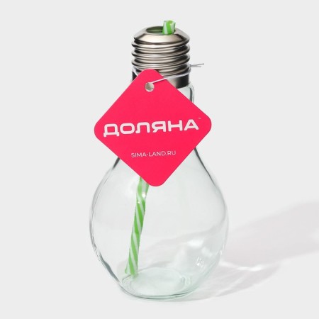 Glass glass for a cocktail shade “Light bulb”, 500 ml, with a tube, unscrewing cover-7