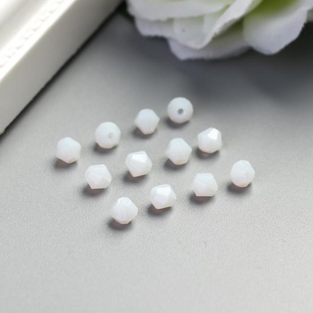 Glass beads (set 40 pcs), 4x4 mm white-2