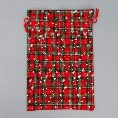 Bag gift canvas "New Year's cage", snowflakes, 20 x 30 cm +/- 1.5 cm, New Year-4