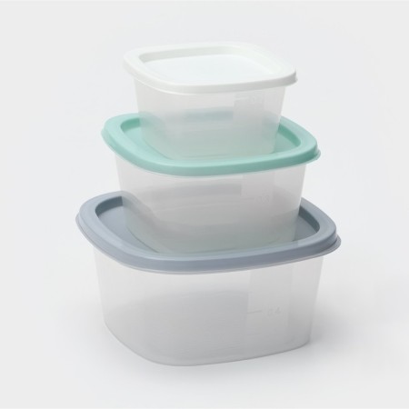 Set of square containers Biofresh, 3 pcs: 0.23 l, 0.5 l, 0.9 l, color mix