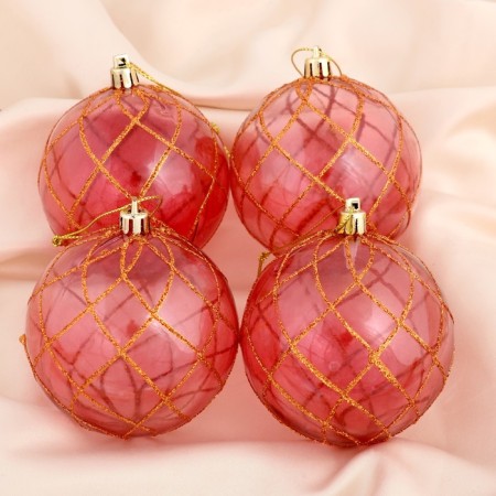 Set of balls Plastic D-8 cm, 4 pcs "Golden net"