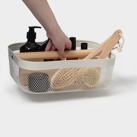 Universal Basket LADOM "Halves", rectangular, with a pen, 32.5 × 24.5 × 11.5 cm, white-6