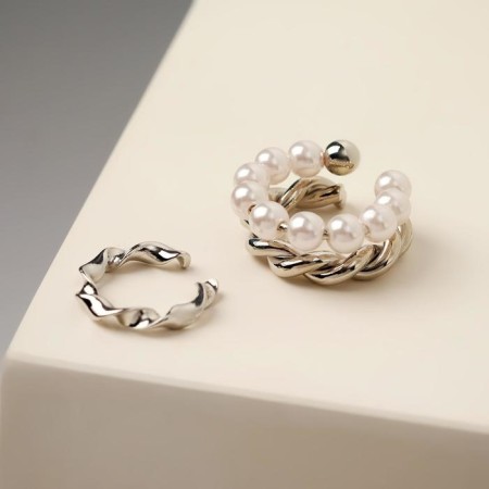 Earrings "Kaffa" Pearl diadem, white color in silver-1